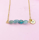 Apatite Necklace, Gold Natural Apatite Gemstone Jewelry, Bracelet Option, N6303