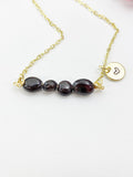 Garnet Necklace, Gold Natural Garnet Gemstone Jewelry, Bracelet Option, N6307