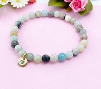 Amazonite Bracelet, Natural Flower Amazonite Gemstone Jewelry, N6309
