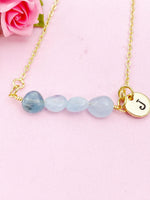 Aquamarine Necklace, Gold Natural Aquamarine Gemstone Jewelry, Bracelet Option, N6310
