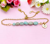 Amazonite Bracelet, Gold Natural Amazonite Gemstone Jewelry, Necklace Option, N6312