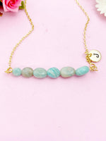 Amazonite Necklace, Gold Natural Amazonite Gemstone Jewelry, Bracelet Option, N6312A