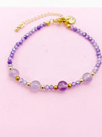 Amethyst Bracelet, Natural Amethyst Gemstone Jewelry, N6313