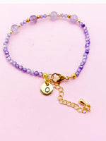 Amethyst Bracelet, Natural Amethyst Gemstone Jewelry, N6313