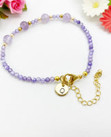 Amethyst Bracelet, Natural Amethyst Gemstone Jewelry, N6313