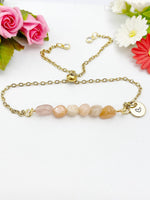 Sunstone Bracelet, Gold Natural Sunstone Gemstone Jewelry, Necklace Option, N6314