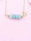 Amazonite Necklace, Gold Natural  Flower Amazonite Gemstone Jewelry, Bracelet Option, N6319