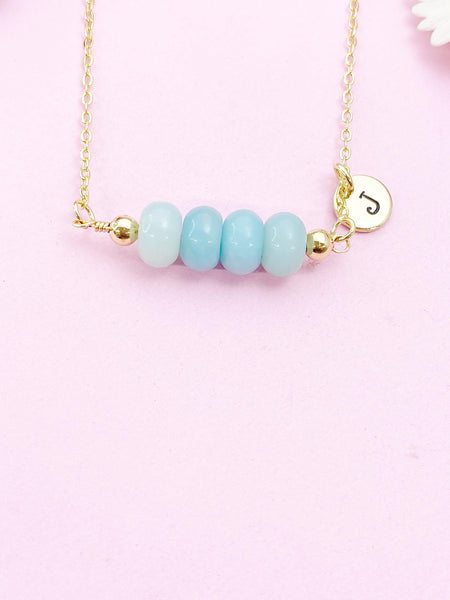 Amazonite Necklace, Gold Natural  Flower Amazonite Gemstone Jewelry, Bracelet Option, N6319