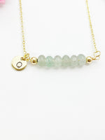 Green Aventurine Necklace, Gold Natural Green Aventurine Gemstone Jewelry, Bracelet Option, N6320