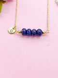 Lapis Lazuli Necklace, Gold Natural Lapis Lazuli Gemstone Jewelry, Bracelet Option, N6322