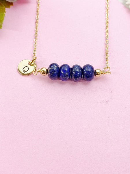 Lapis Lazuli Necklace, Gold Natural Lapis Lazuli Gemstone Jewelry, Bracelet Option, N6322