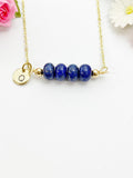 Lapis Lazuli Necklace, Gold Natural Lapis Lazuli Gemstone Jewelry, Bracelet Option, N6322