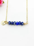 Lapis Lazuli Necklace, Gold Natural Lapis Lazuli Gemstone Jewelry, Bracelet Option, N6324