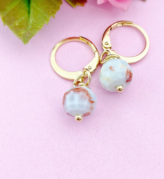 Shoushan Stone Gold Charm Earrings, Synthetic Shoushan Stone, N6326E