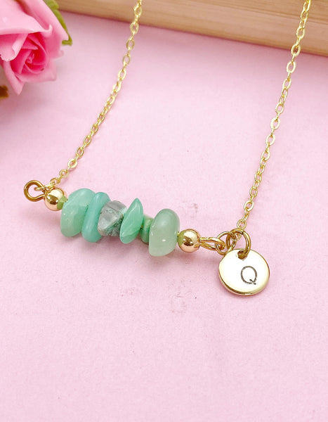 Hemimorphite Necklace, Gold Natural Hemimorphite Gemstone Jewelry, Bracelet Option, N6328