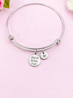 Swim Bike Run Charm Bracelet,  Gift, Triathlon Gifts, N6145