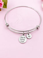 Swim Bike Run Charm Bracelet,  Gift, Triathlon Gifts, N6145