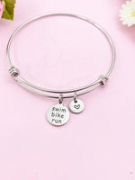 Swim Bike Run Charm Bracelet,  Gift, Triathlon Gifts, N6145