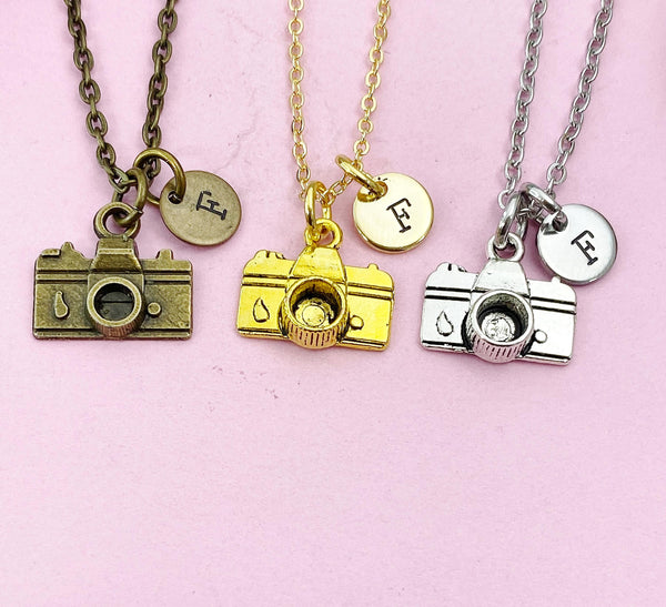 Camera Charm Necklace, Bronze Silver or Gold Option, Wedding Photographer Gifts, N5813Z