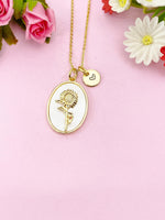 Aster Necklace, Gold Necklace, Mother of Pearl, September Flower, Birthday Gifts, N4883I