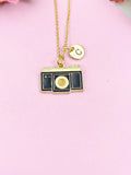 Gold Black Camera Charm Necklace, Photographer Christmas Gifts, N2217