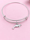 Seal Charm Bracelet, Stainless Steel Bangle, Biologist Gift