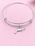 Seal Charm Bracelet, Stainless Steel Bangle, Biologist Gift