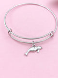 Seal Charm Bracelet, Stainless Steel Bangle, Biologist Gift