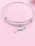 Seal Charm Bracelet, Stainless Steel Bangle, Biologist Gift