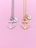 Silver or Gold Anchor Necklace, N866Z