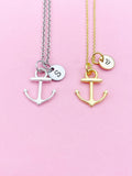 Silver or Gold Anchor Necklace, N866Z