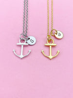 Silver or Gold Anchor Necklace, N866Z