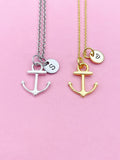 Silver or Gold Anchor Necklace, N866Z