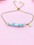 Larimar Bracelet in Silver or Gold, Natural Larimar Gemstone Jewelry, N6117B