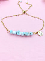 Larimar Bracelet in Silver or Gold, Natural Larimar Gemstone Jewelry, N6117B