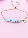 Larimar Bracelet in Silver or Gold, Natural Larimar Gemstone Jewelry, N6117B