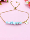 Larimar Bracelet in Silver or Gold, Natural Larimar Gemstone Jewelry, N6117B