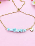 Larimar Bracelet in Silver or Gold, Natural Larimar Gemstone Jewelry, N6117B