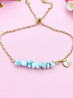 Larimar Bracelet in Silver or Gold, Natural Larimar Gemstone Jewelry, N6117B