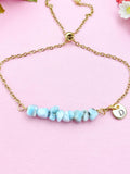 Larimar Bracelet in Silver or Gold, Natural Larimar Gemstone Jewelry, N6117B