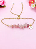 Strawberry Quartz Bracelet in Silver or Gold, Natural Strawberry Quartz Gemstone Jewelry, N6120B