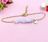 Blue Lace Agate Bracelet in Silver or Gold, Natural Blue Lace Agate Gemstone Jewelry, N6122B