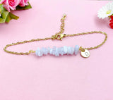 Blue Lace Agate Bracelet in Silver or Gold, Natural Blue Lace Agate Gemstone Jewelry, N6122B