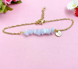 Blue Lace Agate Bracelet, Silver or Gold Necklace, Natural Blue Lace Agate Gemstone Jewelry, N6122B