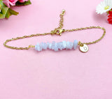 Blue Lace Agate Bracelet in Silver or Gold, Natural Blue Lace Agate Gemstone Jewelry, N6122B