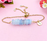 Aquamarine Bracelet, Gold Necklace, Natural Aquamarine Gemstone Jewelry, N6124B
