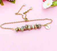 Unakite Bracelet, Silver or Gold Natural Unakite Gemstone Jewelry, N6125B