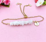 Moonstone Bracelet, Silver or Gold, Natural White Moonstone Gemstone Jewelry, N6127B