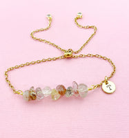 Rutilated Bracelet, Silver or Gold, Natural Rutilated Quartz Gemstone Jewelry, N6129B