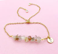 Rutilated Bracelet, Silver or Gold, Natural Rutilated Quartz Gemstone Jewelry, N6129B